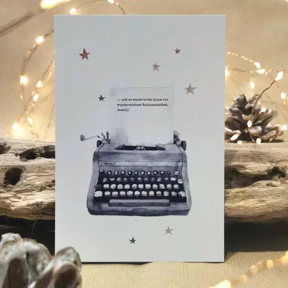 Weihnachtskarte Schreibmaschine