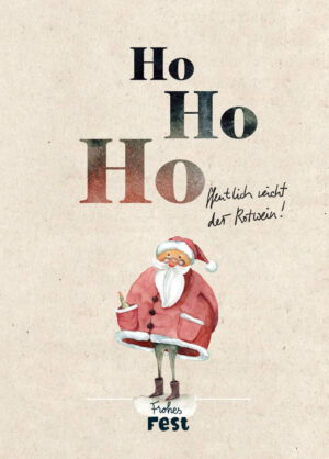 Weihnachtskarte Aquarellzeichnung Rotweihnachtsmann