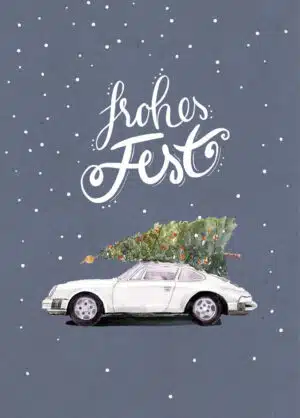 Weihnachtskarte Porsche 911, Farbe weiß, DIN A6