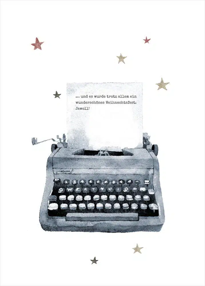 Weihnachtskarte Schreibmaschine