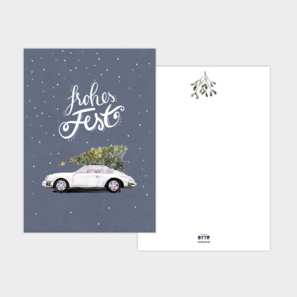 Weihnachtskarte Porsche 911, Farbe weiß