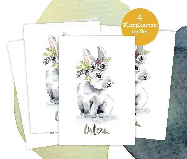 Osterkarte "BoHo-Hase"<br>Set mit 4 Klappkarten – Bild 2