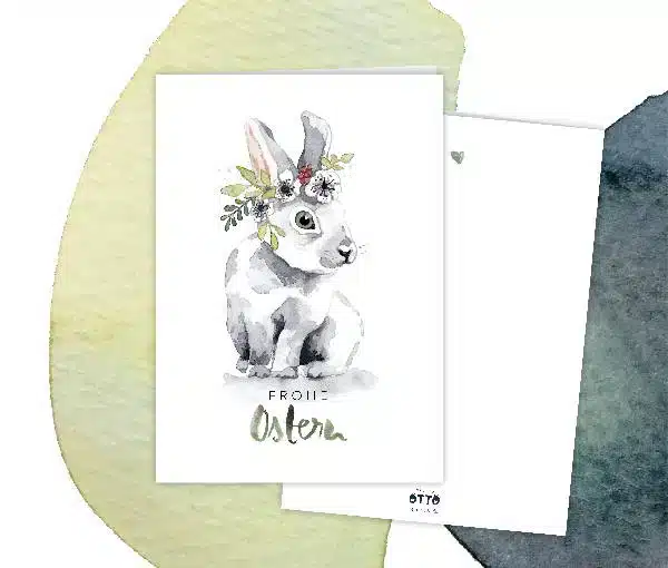 Osterkarte "BoHo-Hase"<br>Set mit 4 Klappkarten