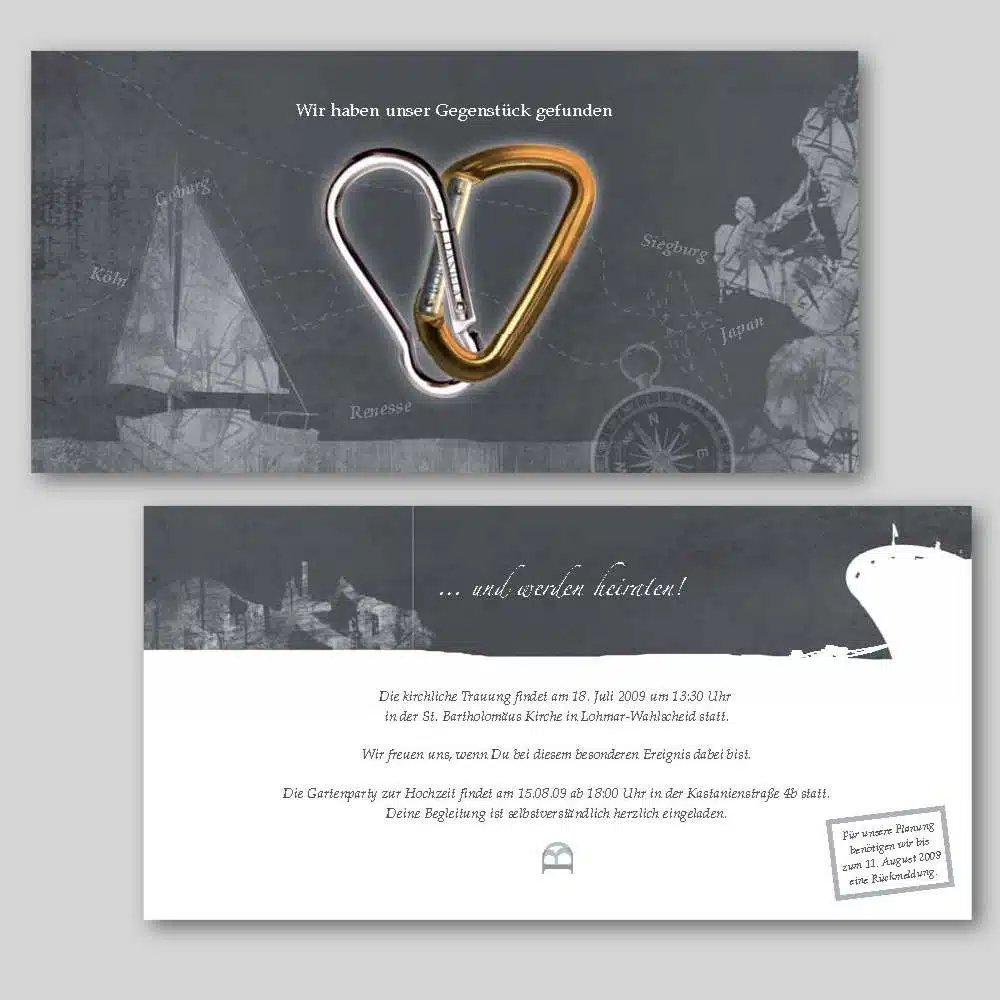 Eine Hochzeitseinladung für Segler.